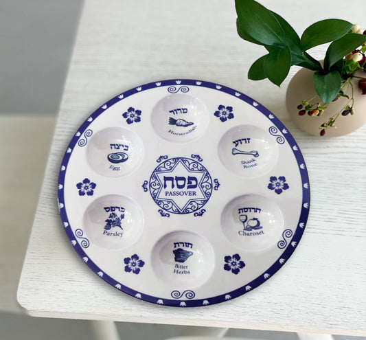 Blue Flower Passover Seder Plate