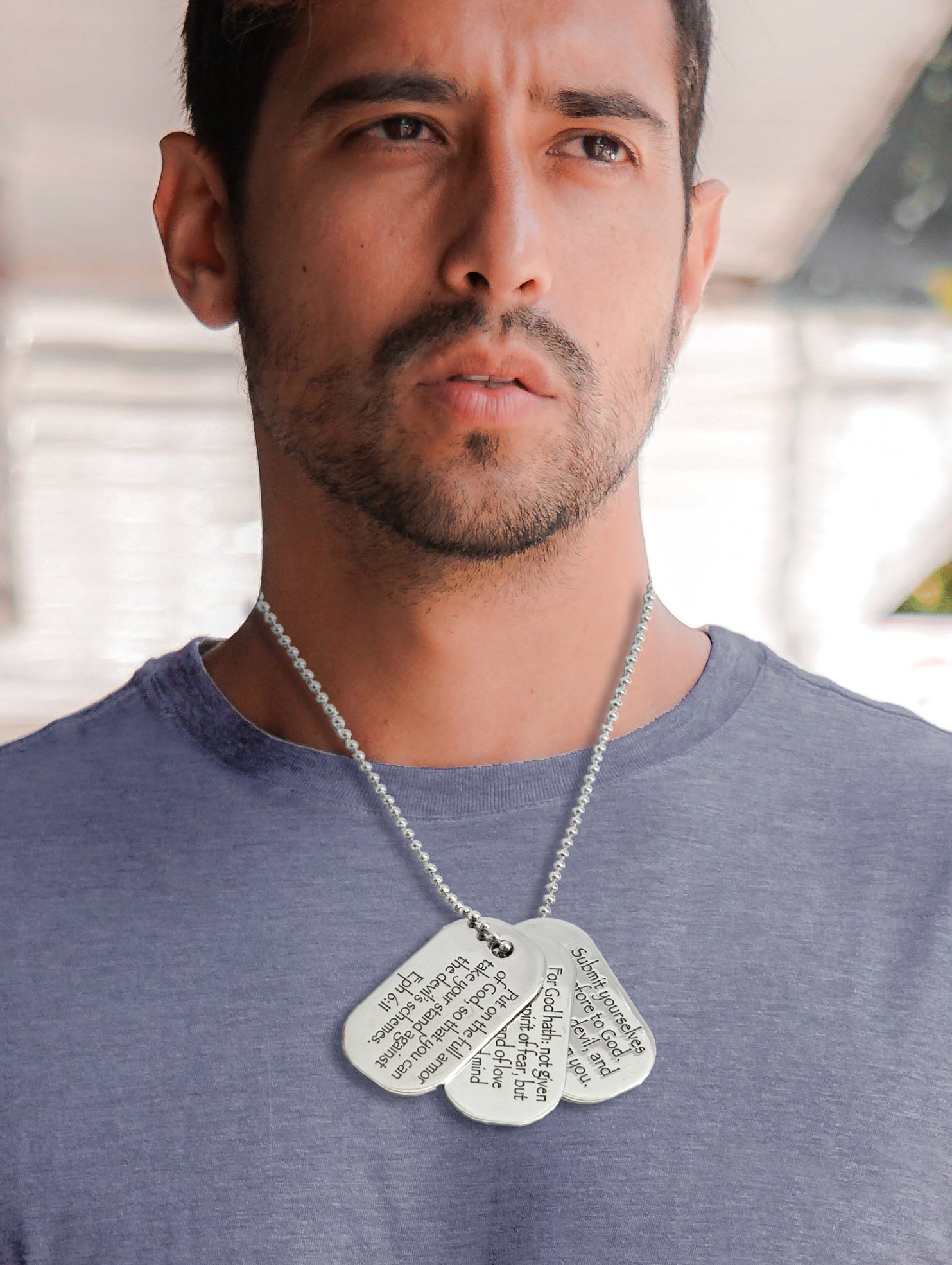 Three Dog Tag Chain Set – Holy Land Gifts - Main Image