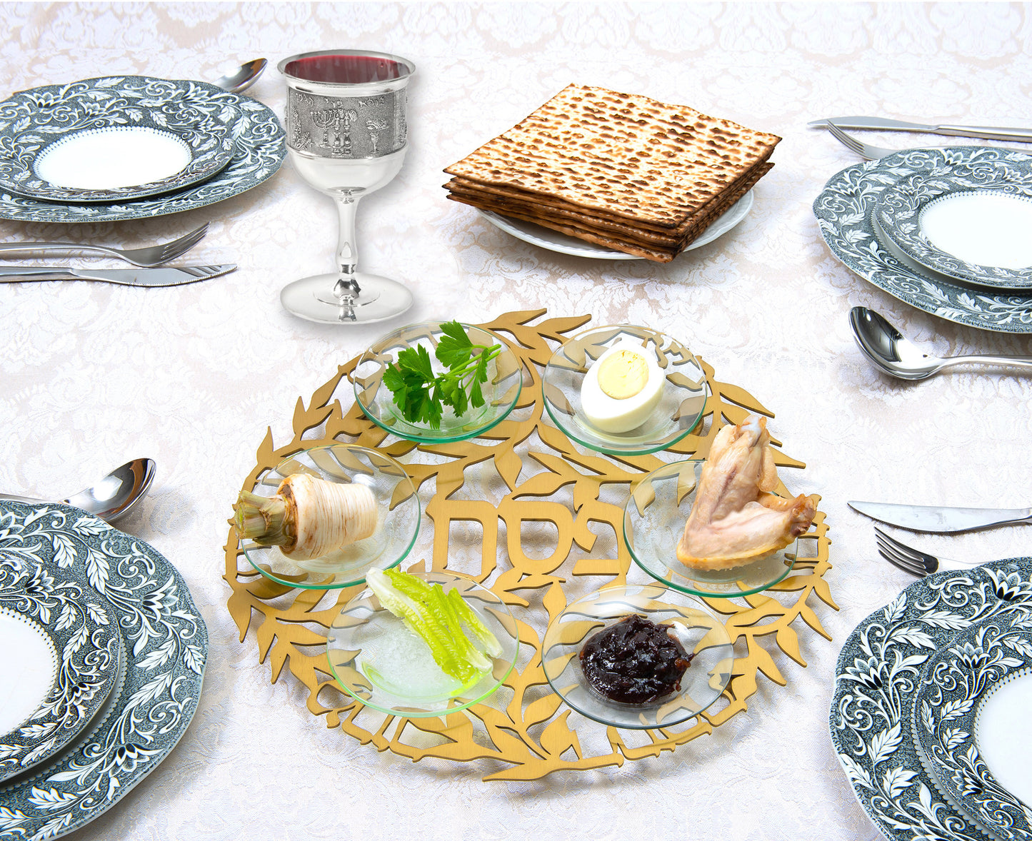 Golden Olive Branch Passover Seder Plate