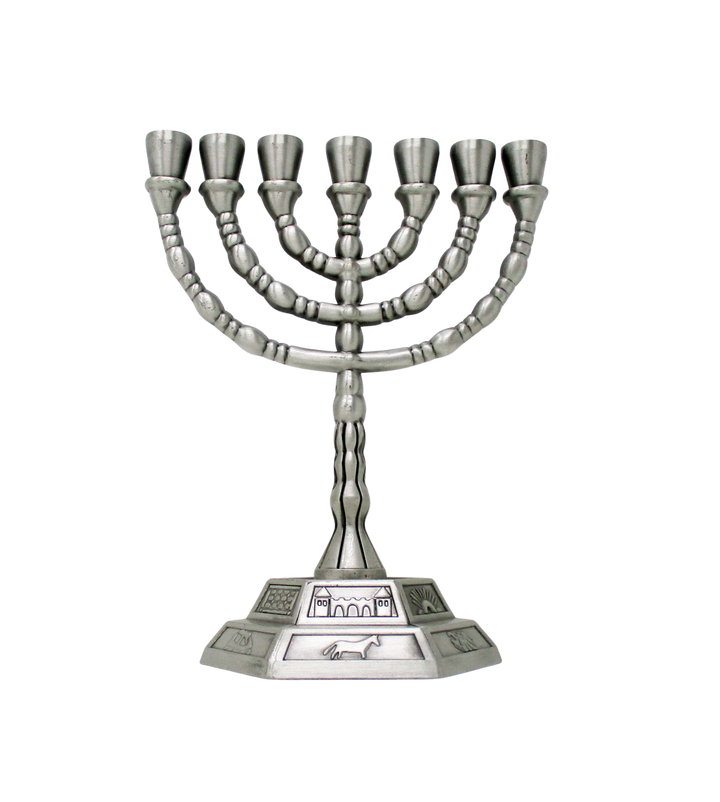 12 Tribes Symbols Silver Menorah