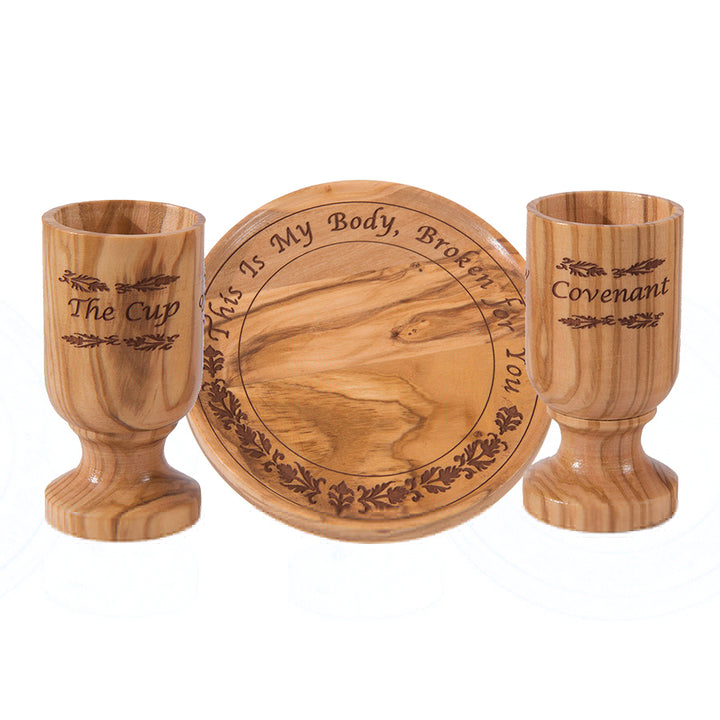 Olive Wood Plate and Cup Set