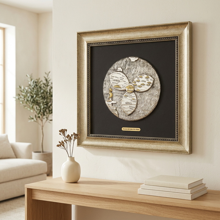 Jerusalem, Center of Nations Framed Plaque - Holy Land Gifts