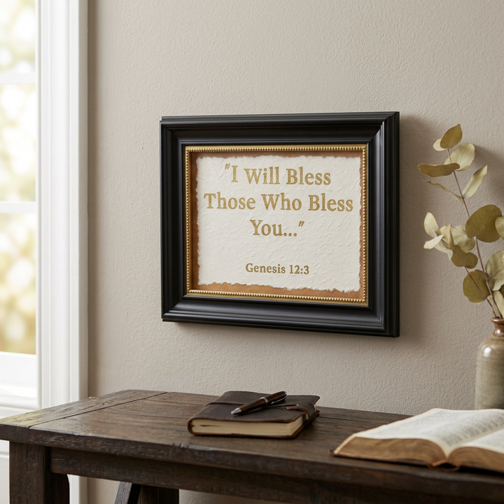 The Promise of Blessing  – Genesis 12:3 Framed Scripture Wall Art - Holy Land Gifts
