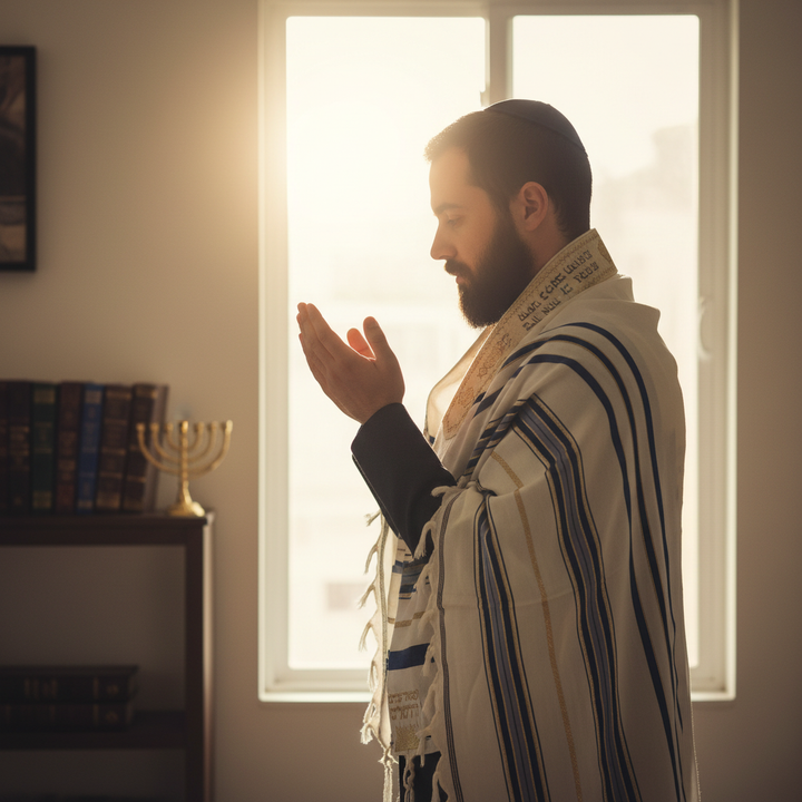 50" Blue Prayer Shawl (Acrylic)