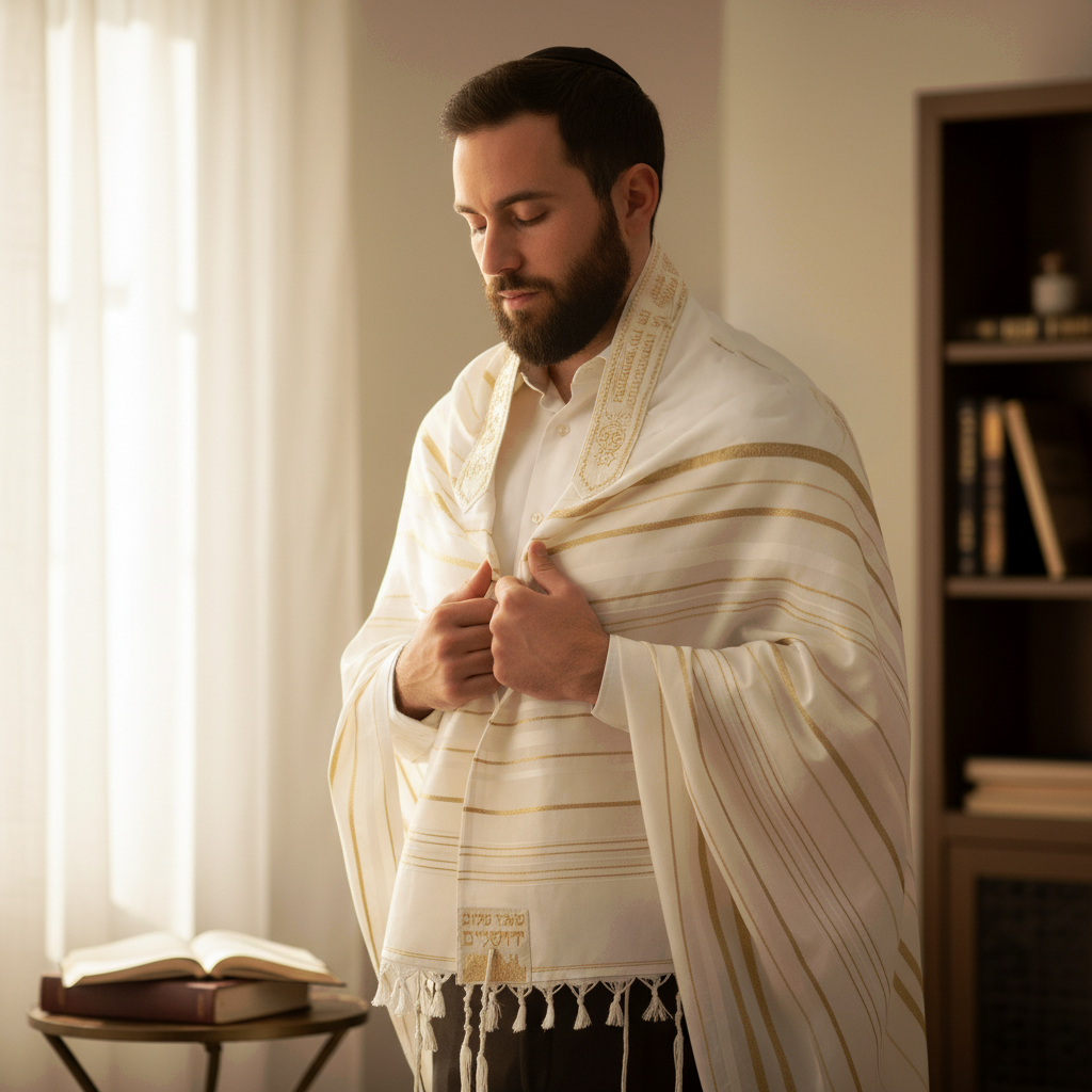 White Prayer Shawl & Bag