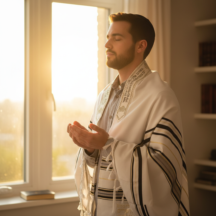 Black Wool Prayer Shawl