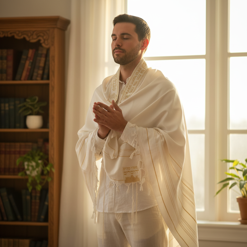 White Wool Prayer Shawl