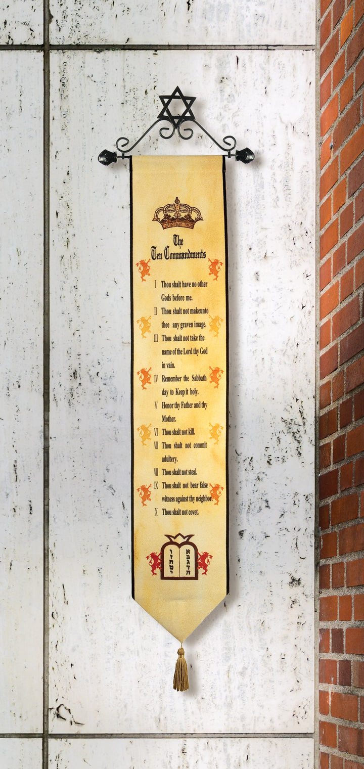 Ten Commandments Heritage Banner with Hanger - Holy Land Gifts