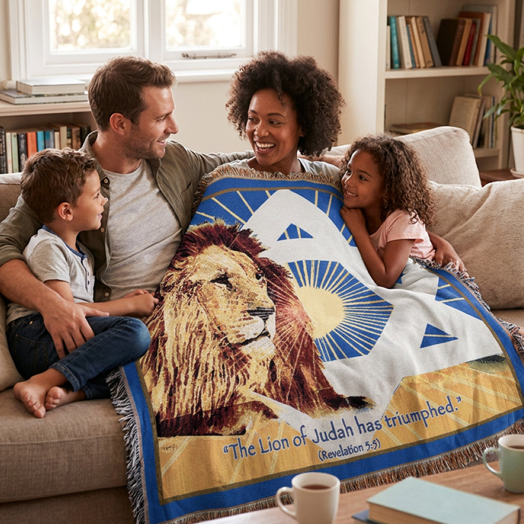 Lion of Judah Woven Blanket - Holy Land Gifts