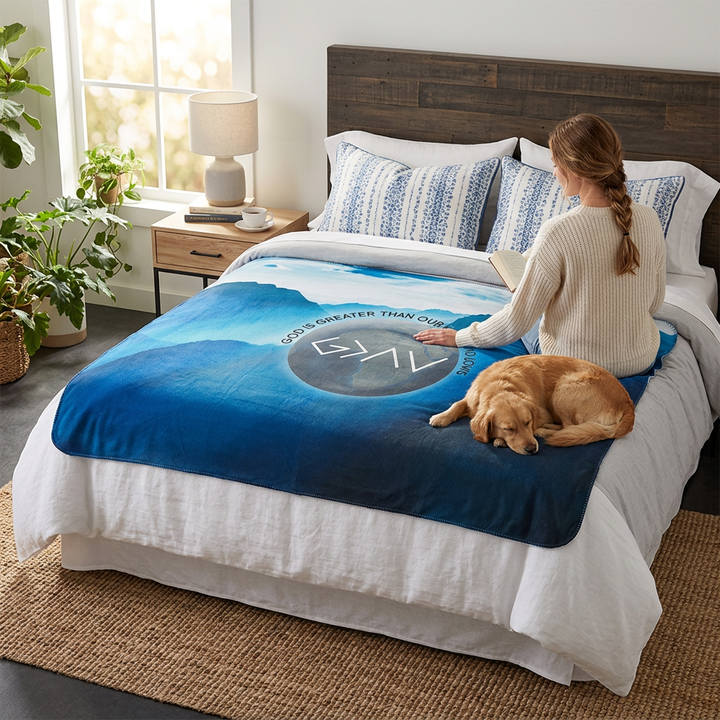 God Is Greater Fleece Blanket - Holy Land Gifts