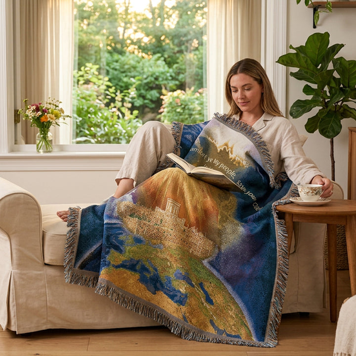 Isaiah 40:1 Woven Blanket - Holy Land Gifts