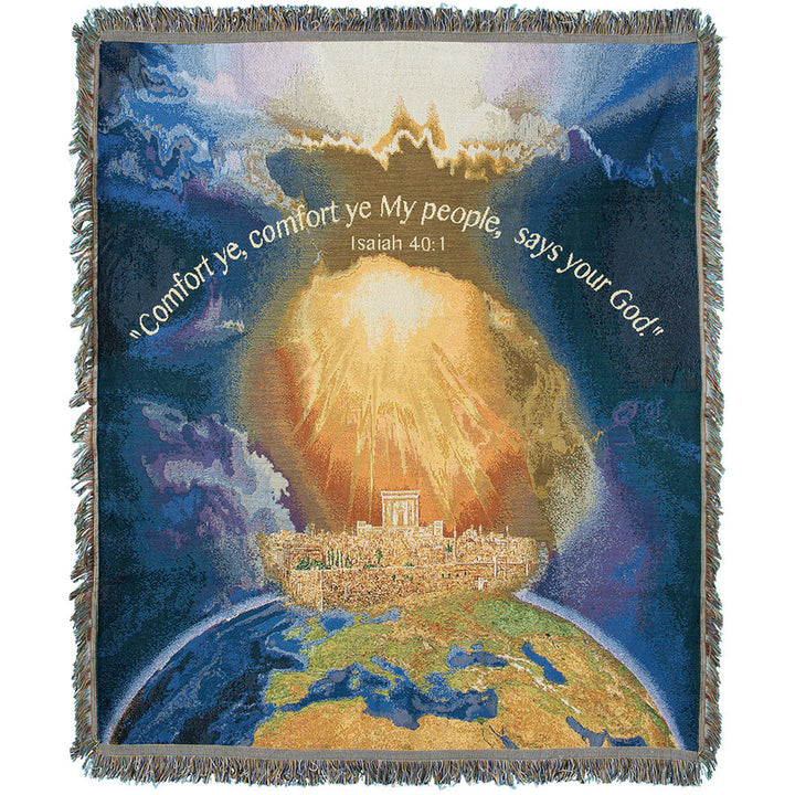 Isaiah 40:1 Woven Blanket - Holy Land Gifts