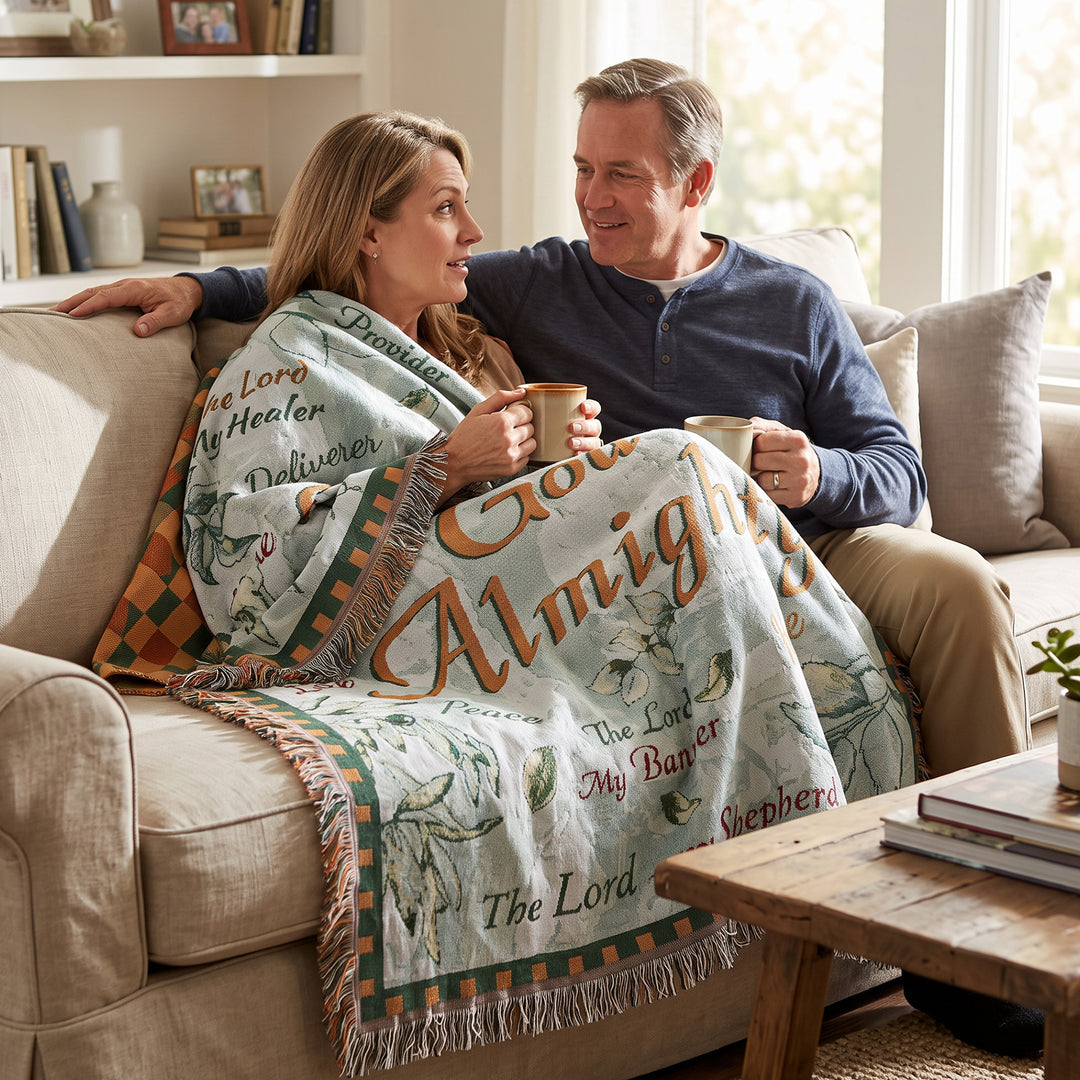 God Almighty Woven Throw Blanket - Holy Land Gifts