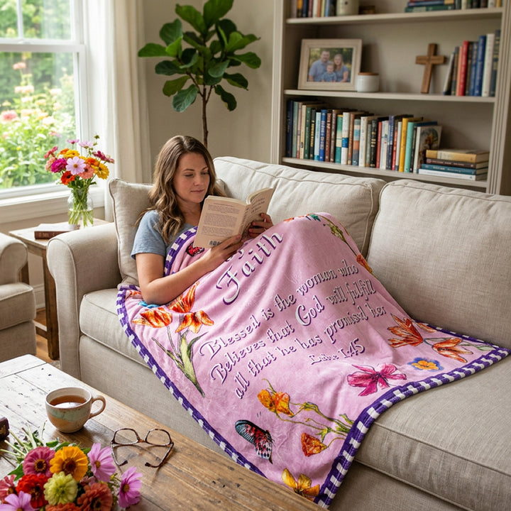 Woman of Faith Plush Blanket - Holy Land Gifts