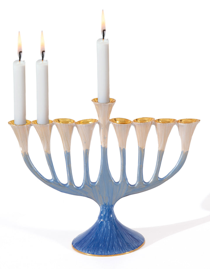 Painted Pewter Hanukkiah - Holy Land Gifts