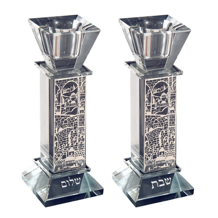 Shabbat Shalom Glass Candle  Holders