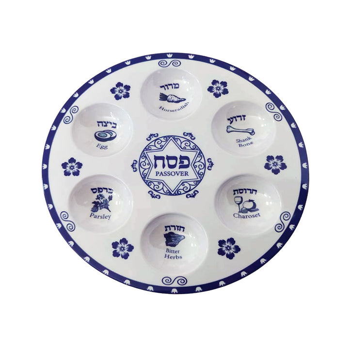 Blue Flower Passover Seder Plate
