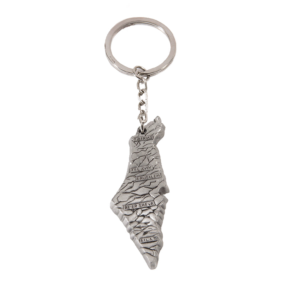 Israeli Key Chain Map of Israel Pewter Keychain – Holy Land Gifts