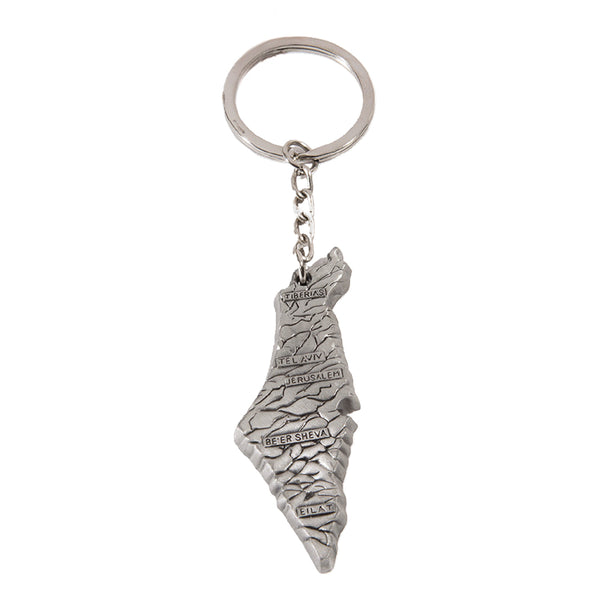 Map of Israel Pewter Keychain - Holy Land Gifts