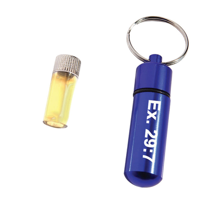 Anointing Oil Metal Blue Key Chain - Holy Land Gifts