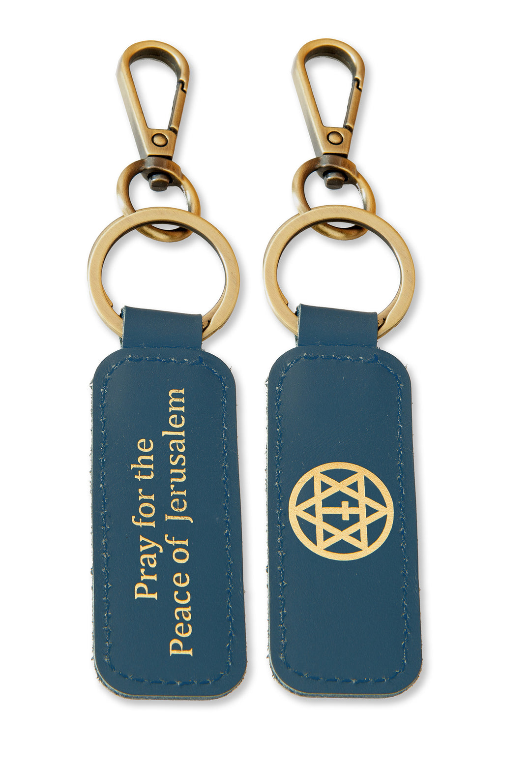 “Pray for the Peace of Jerusalem” Blue Keychain - Holy Land Gifts