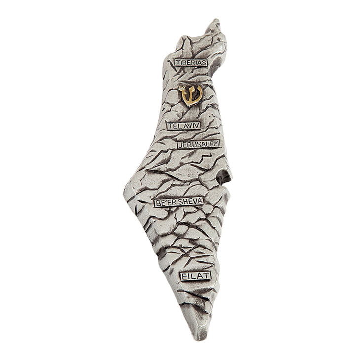 Map of Israel Pewter Mezuzah - Holy Land Gifts