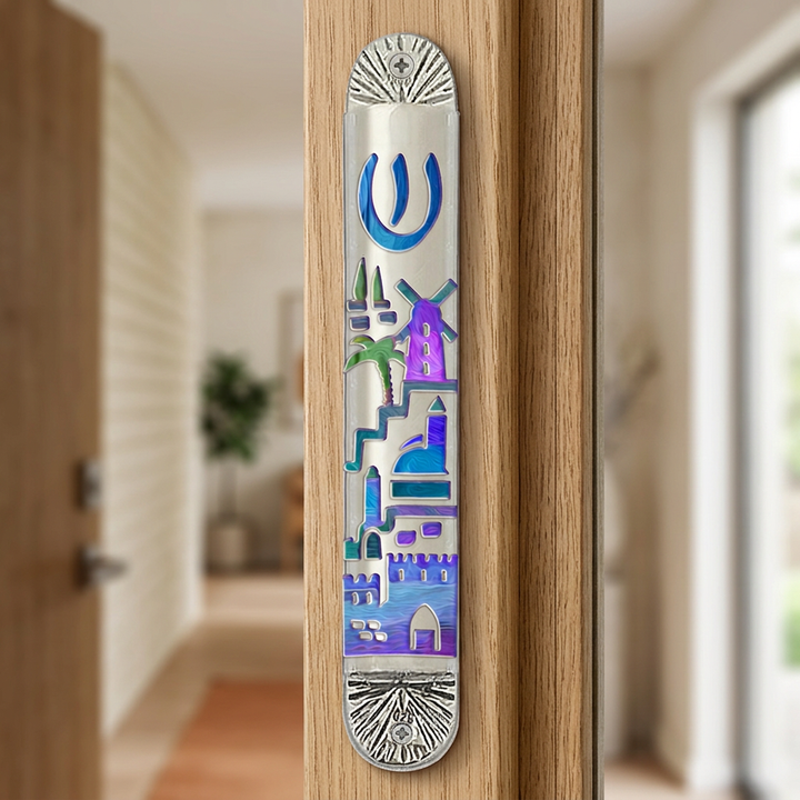 Jerusalem Color Cityscape Mezuzah - Holy Land Gifts