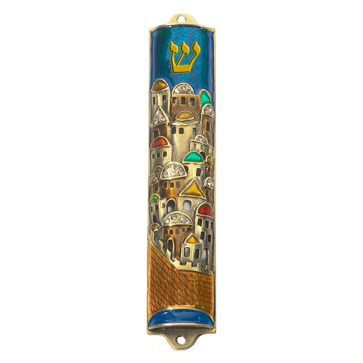 Jerusalem Wall Pewter Mezuzah - Holy Land Gifts