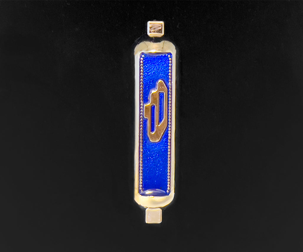 Blue "Shin" Car Mezuzah