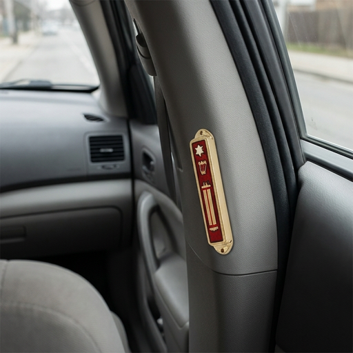 "Shin" Brass Car Mezuzah - Holy Land Gifts