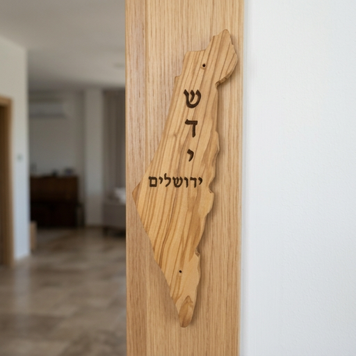 Map of Israel Olive Wood Mezuzah - Holy Land Gifts