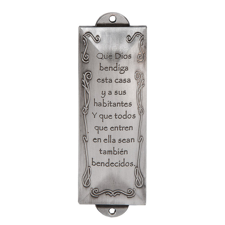 Spanish Pewter Bless this House Mezuzah - Holy Land Gifts