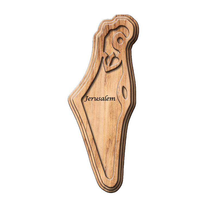 Layered Map of Israel Olivewood Mezuzah - Holy Land Gifts