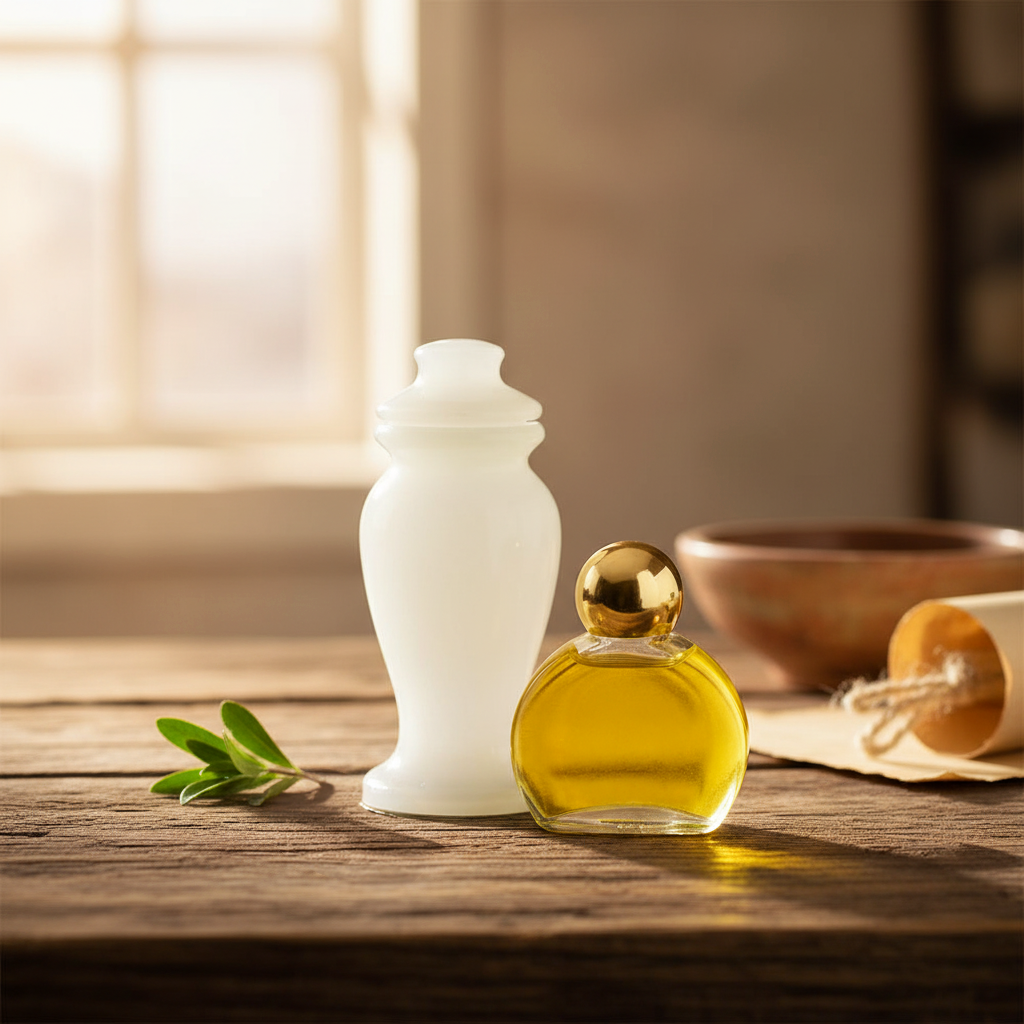 White Alabaster Jar and Frankincense Anointing Oil Replica Set