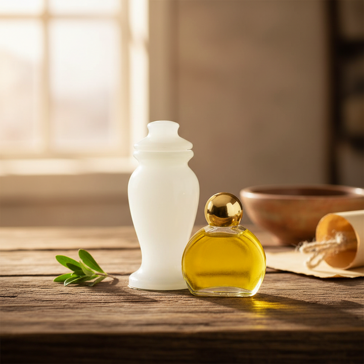 White Alabaster Jar and Frankincense Anointing Oil Replica Set