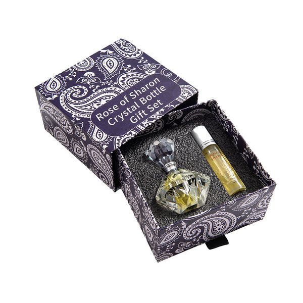 Rose of Sharon Crystal Bottle Gift Set - Holy Land Gifts