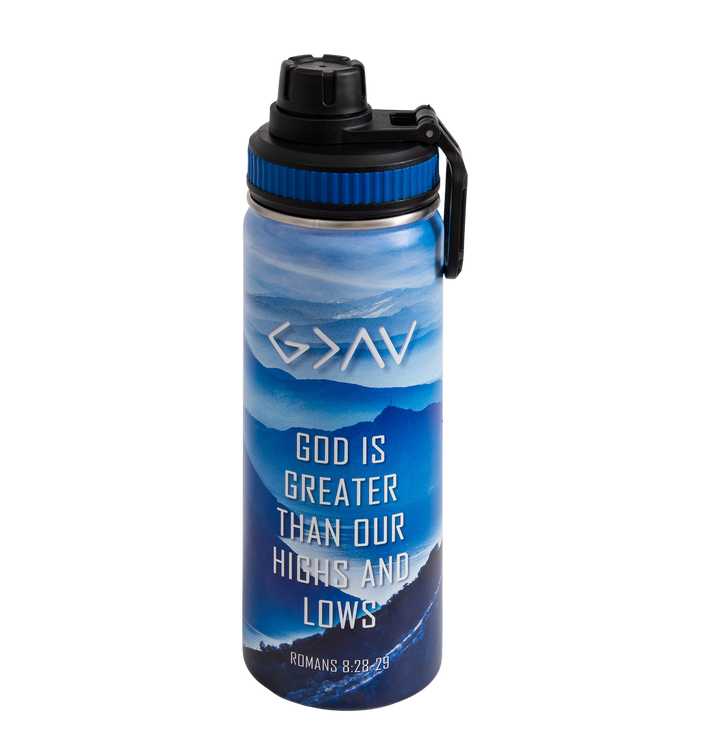God is Greater Blue Water Bottle