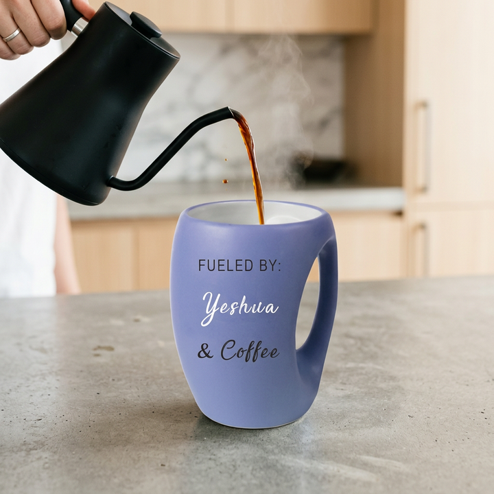 Fueled By Yeshua Coffee Mug Purple - Holy Land Gifts