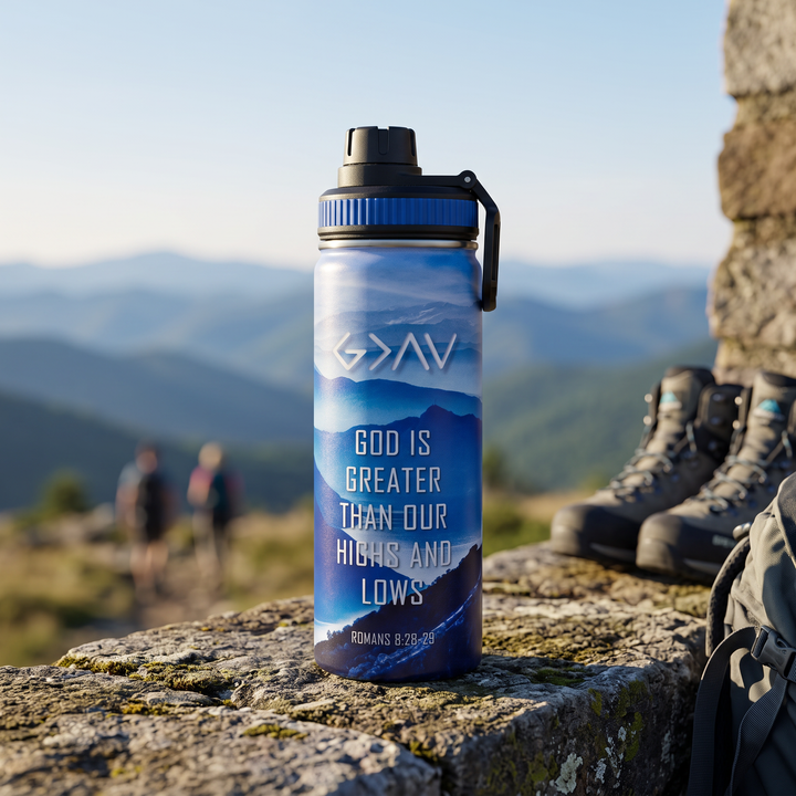 God is Greater Blue Water Bottle - Holy Land Gifts