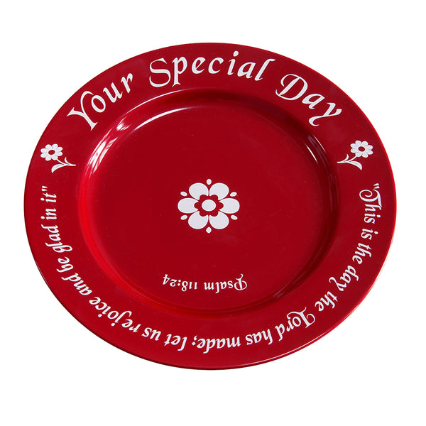 Red Celebration Plate - Holy Land Gifts