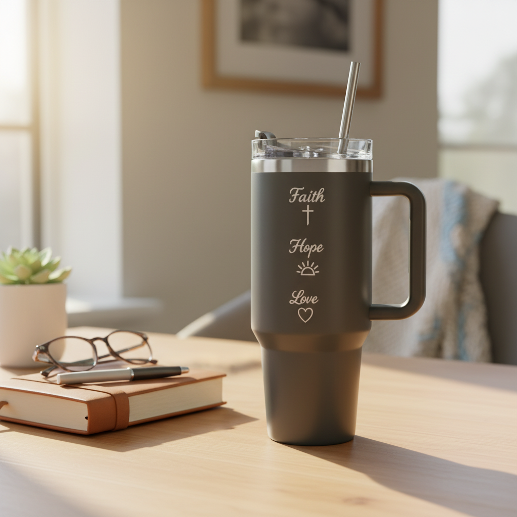 Gray Inspired Faith Tumbler