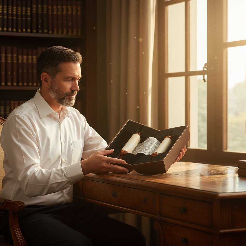Torah Scroll in Leather Case