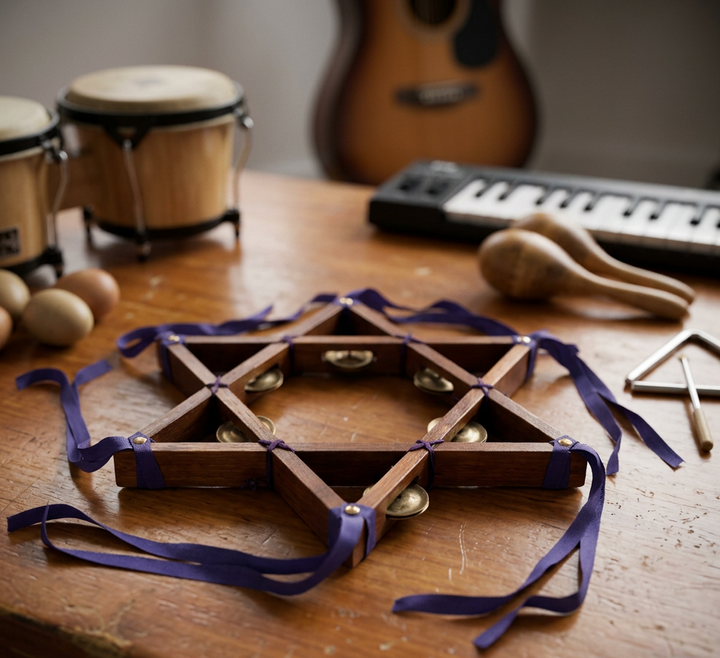 Star of David Rosewood Tambourine - Holy Land Gifts