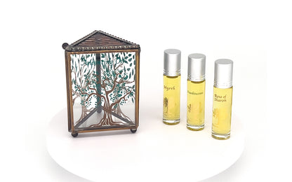 Anointing Oil-stained Glass Box w/3 Oils