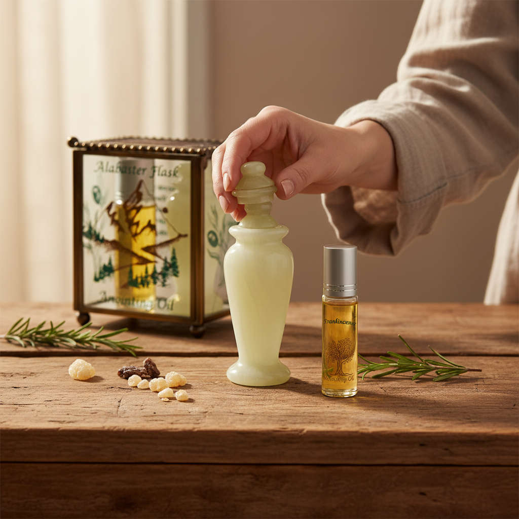 Alabaster Jar with Glass Box and Frankincense Anointing Oil