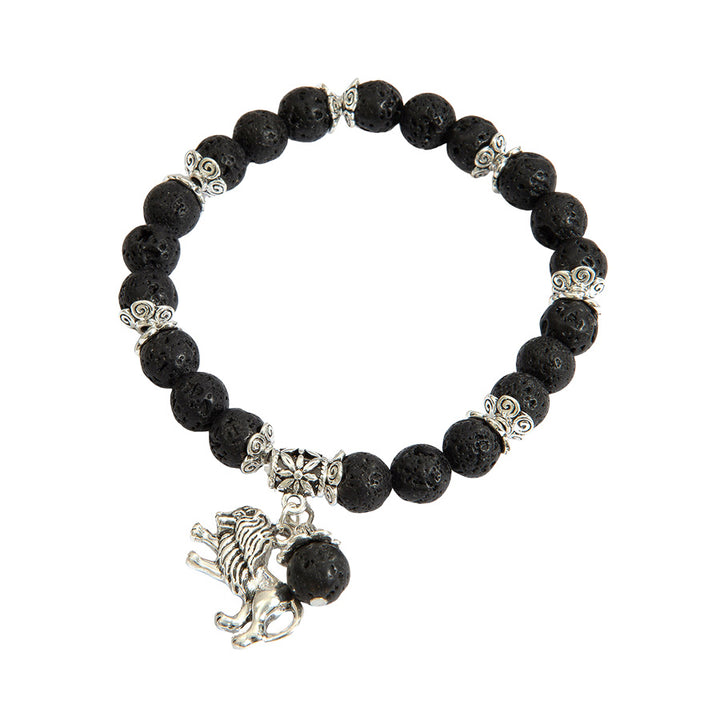 Lion of Judah Lava Bead Bracelet