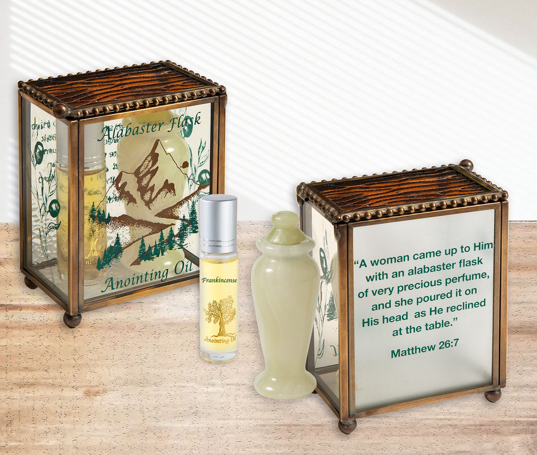 Alabaster Month Box Alabaster Jar with Glass Box and Frankincense Anointing Oil – Holy Land ...