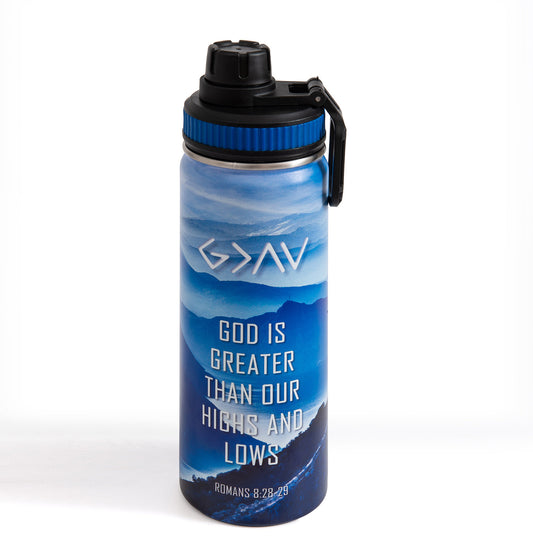 God is Greater Blue Water Bottle
