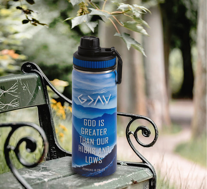 God is Greater Blue Water Bottle