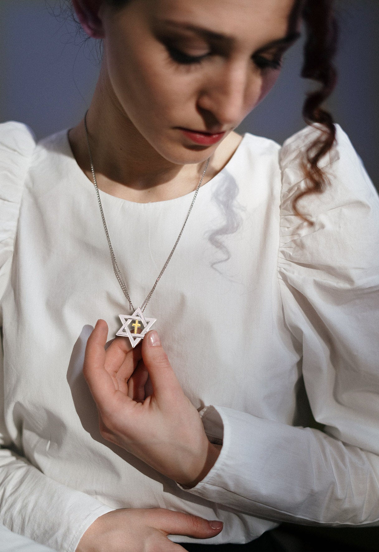 Star of David and Cross Necklace